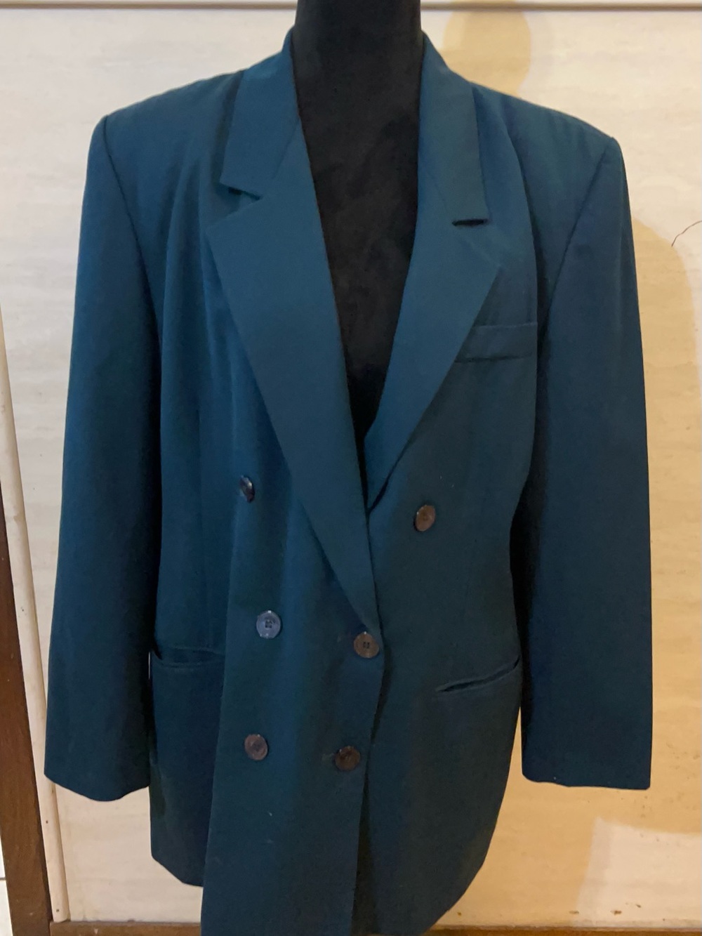 Vintage JH Collectibles Two Piece Skirt Suit, Teal 100% Wool - Picture 2 of 13